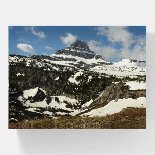 Reynolds Mountain from Logan Pass at Glacier Park Paperweight (Front)