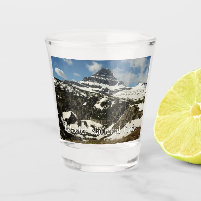 Reynolds Mountain from Logan Pass at Glacier Park Shot Glass (Front)