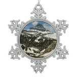 Reynolds Mountain from Logan Pass at Glacier Park Snowflake Pewter Christmas Ornament