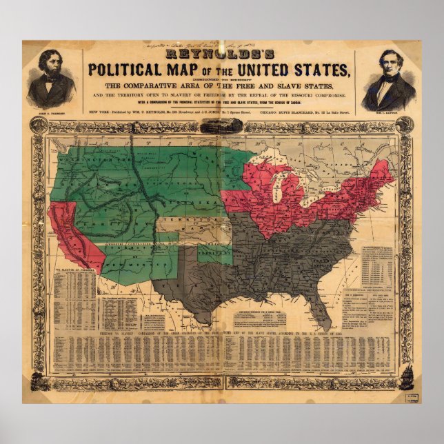 Reynold's Political Map of the United States 1850 Poster (Front)