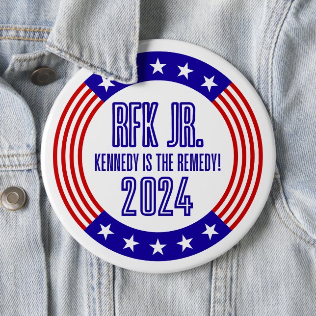 RFK Jr "Kennedy is the Remedy" 2024 Campaign Button (In Situ)