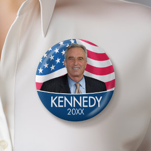 RFK JR - Robert Kennedy Photo with Flag 2024 Button