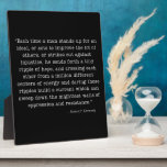 RFK Ripple of Hope Quote Tabletop Plaque<br><div class="desc">Robert F. Kennedy's famous Ripple of Hope Speech. Minimalist style tabletop plaque with white typewrite style font on black background. “Each time a man stands up for an ideal, or acts to improve the lot of others, or strikes out against injustice, he sends forth a tiny ripple of hope, and...</div>