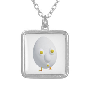 RG RA Egg Art Silver Plated Necklace