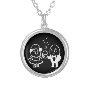 RG RA Egg Art Silver Plated Necklace