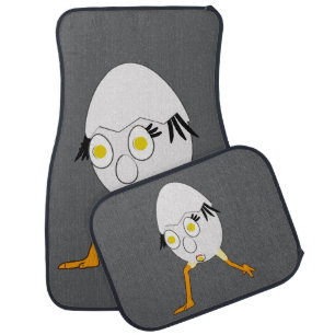 RG & RA Quirky Egg Character Cute Design Car Floor Mat