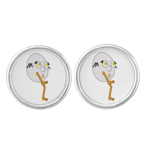 RG &amp; RA Quirky Egg Character Cute Design Cufflinks