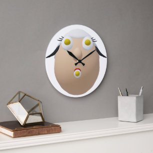 RG & RA Quirky Egg Character Cute Design Large Clock