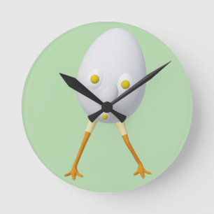 RG & RA Quirky Egg Character Cute Design Round Clock