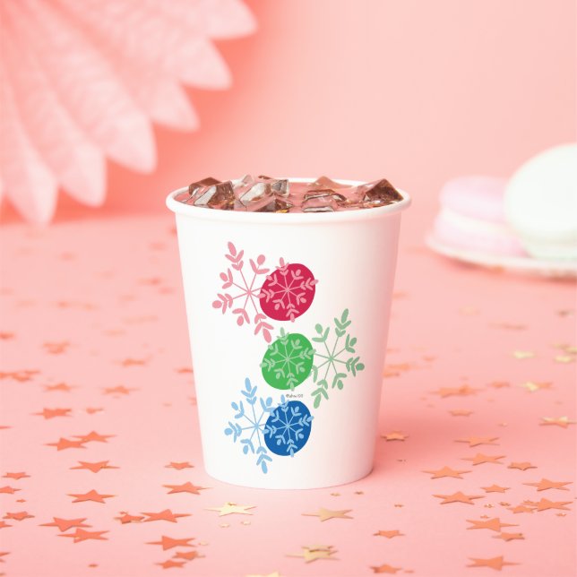RGB Snowflakes Paper Cups (Insitu)