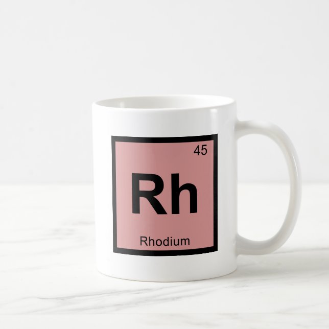 Rh - Rhodium Chemistry Periodic Table Symbol Coffee Mug (Right)