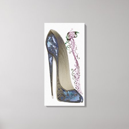 Rhapsody In Blue Stiletto Shoe Art Canvas Print