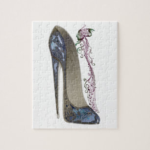 Rhapsody in Blue Stiletto Shoe Art Jigsaw Puzzle