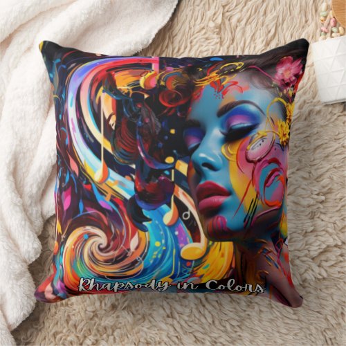 Rhapsody in colors throw pillow