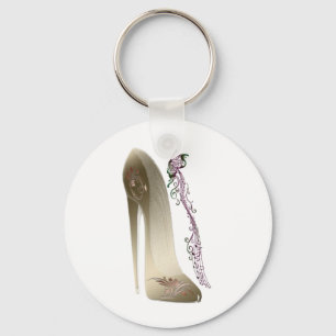Rhapsody in Gold Stiletto Shoe Art Keychain