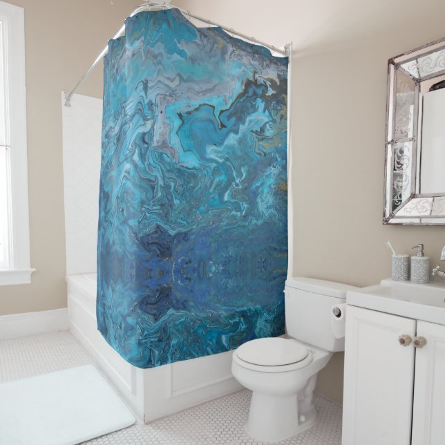 Rhapsody in Turquoise Shower Curtain (In Situ)