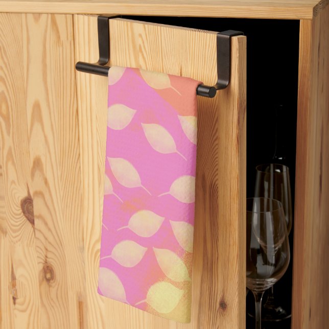 Rhapsody in Yellow, Terracotta and Violet Abstract Kitchen Towel (Thirds Fold)