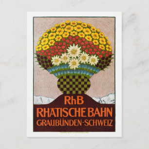 RhB Rhätische Bahn Switzerland Vintage Poster 1911 Postcard