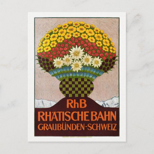 RhB Rhtische Bahn Switzerland Vintage Poster 1911 Postcard