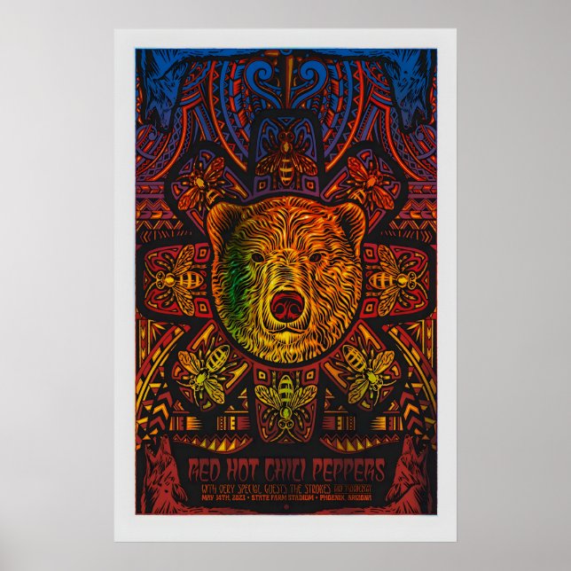 RHCP REPRODUCTION Gig Poster Matte  Art Print. Red (Front)