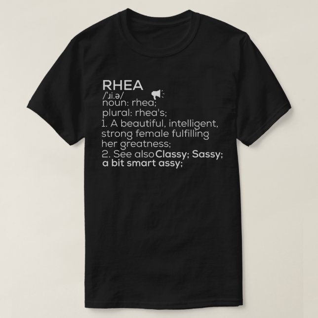 Rhea Name Rhea Definition Rhea Female Name Rhea Me T-Shirt (Design Front)