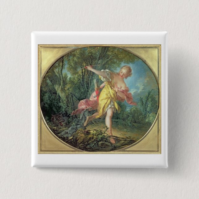 Rhea Sylvia fleeing from the Wolf, 1756 Pinback Button (Front)