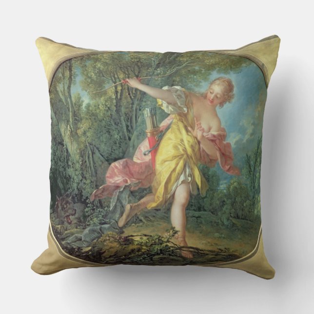 Rhea Sylvia fleeing from the Wolf, 1756 Throw Pillow (Front)