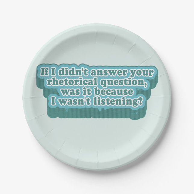 Rhetorical Questions Funny Grammar Paper Plates (Front)
