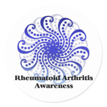 Rheumatoid Arthritis Awareness Blue Design 6 Classic Round Sticker