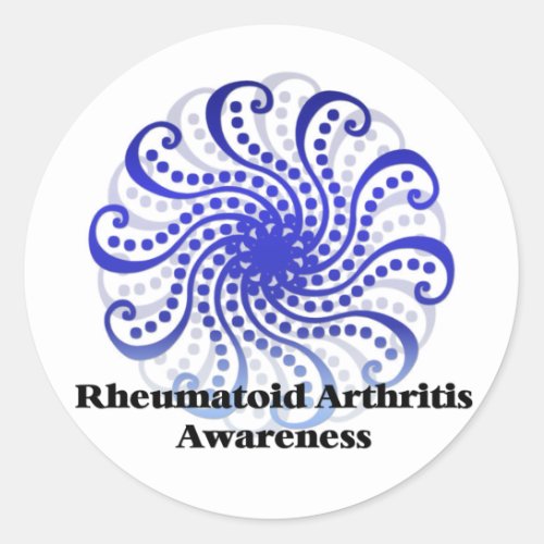 Rheumatoid Arthritis Awareness Blue Design 6 Classic Round Sticker