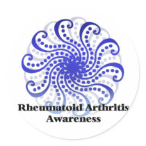 Rheumatoid Arthritis Awareness Blue Design 6 Classic Round Sticker