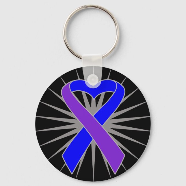 Rheumatoid Arthritis Awareness Heart Ribbon Keychain (Front)