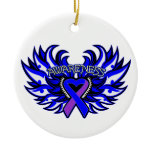 Rheumatoid Arthritis Awareness Heart Wings Ceramic Ornament