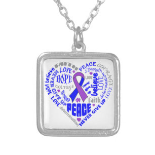 Rheumatoid Arthritis Awareness Heart Words Silver Plated Necklace