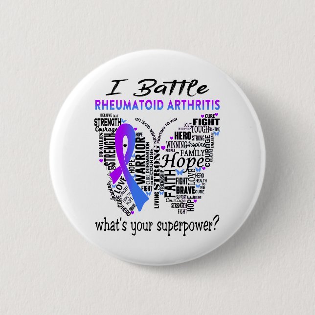 Rheumatoid Arthritis Awareness Month Ribbon Gifts Button (Front)
