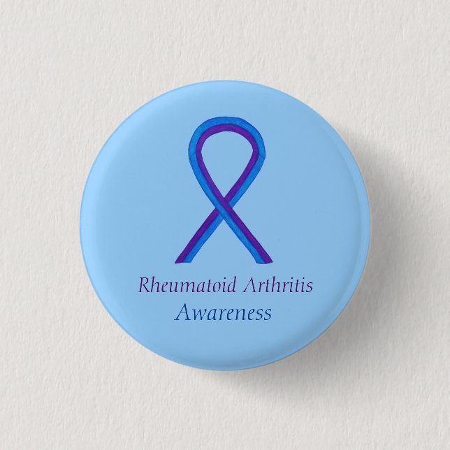 Rheumatoid Arthritis Awareness Ribbon Custom Pin (Front)