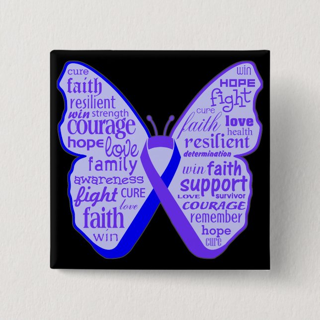 Rheumatoid Arthritis Butterfly Ribbon Pinback Button (Front)