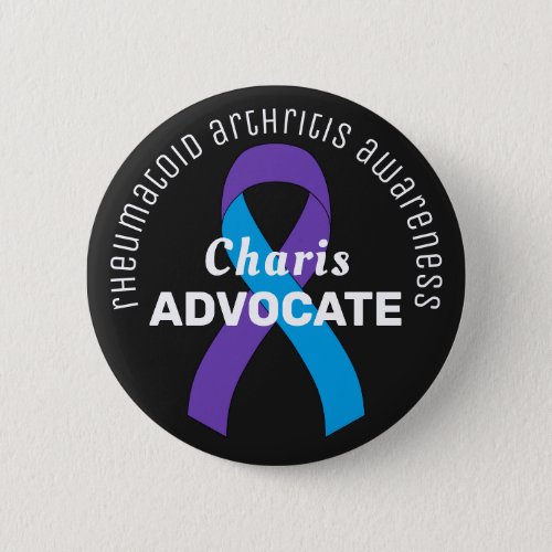 Rheumatoid Arthritis  Ribbon Black Button