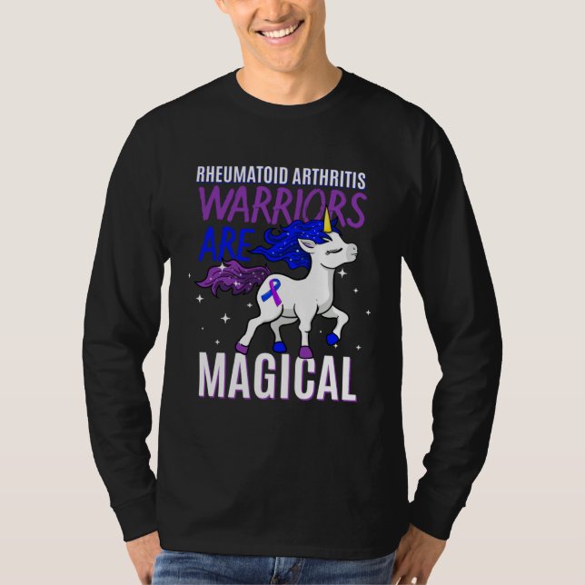 Rheumatoid Arthritis Warrior Magical Unicorn Purpl T-Shirt (Front)