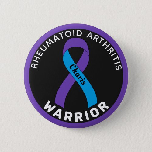 Rheumatoid Arthritis Warrior Ribbon Black Button