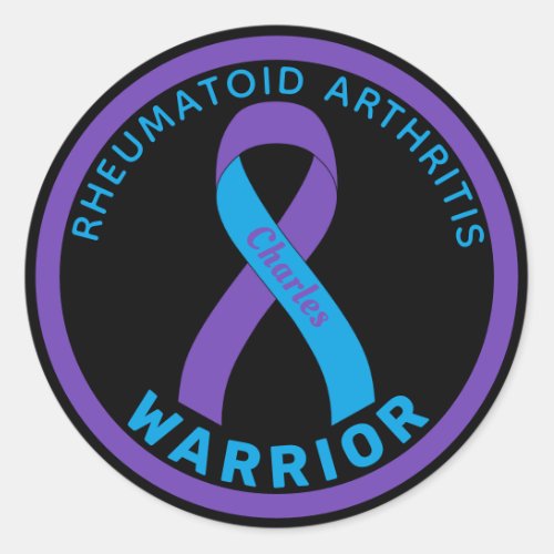 Rheumatoid Arthritis Warrior Ribbon Black Classic  Classic Round Sticker