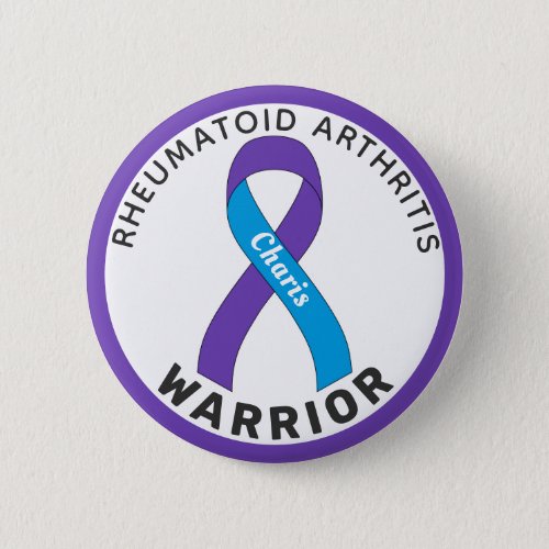 Rheumatoid Arthritis Warrior Ribbon White Button