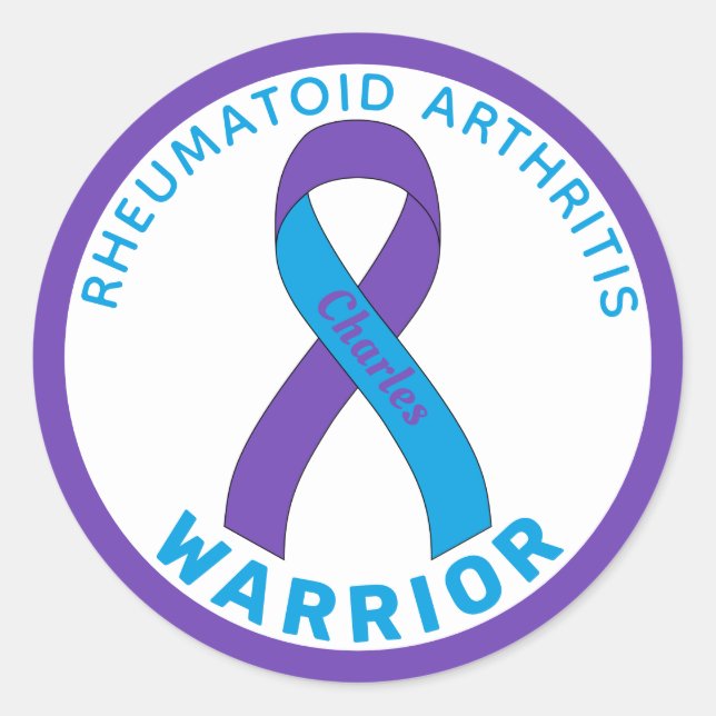 Rheumatoid Arthritis Warrior Ribbon White Classic  Classic Round Sticker (Front)