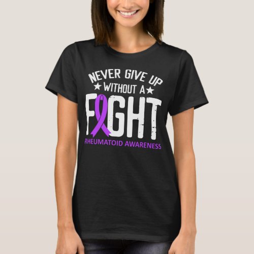 Rheumatoid Awareness Fight Purple Ribbon Arthritis T_Shirt