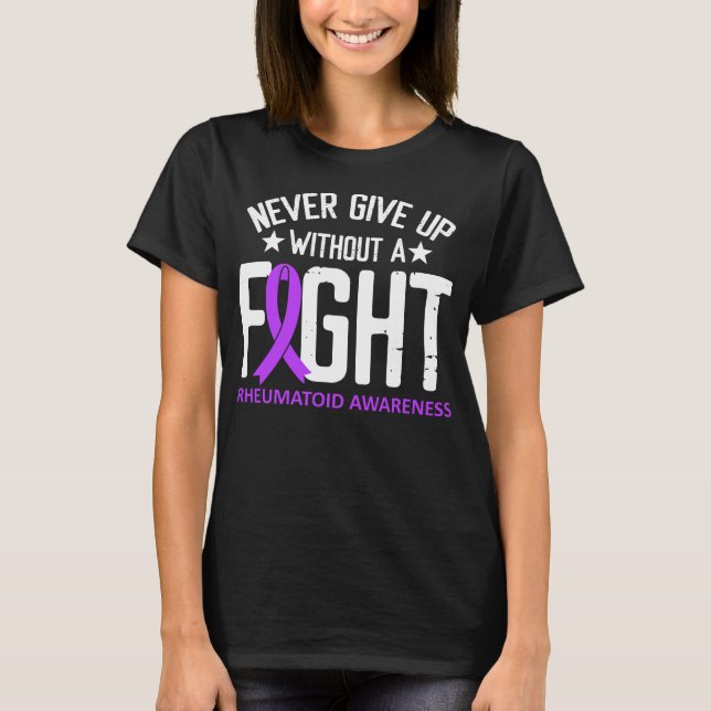 Rheumatoid Awareness Fight Purple Ribbon Arthritis T-Shirt (Front)