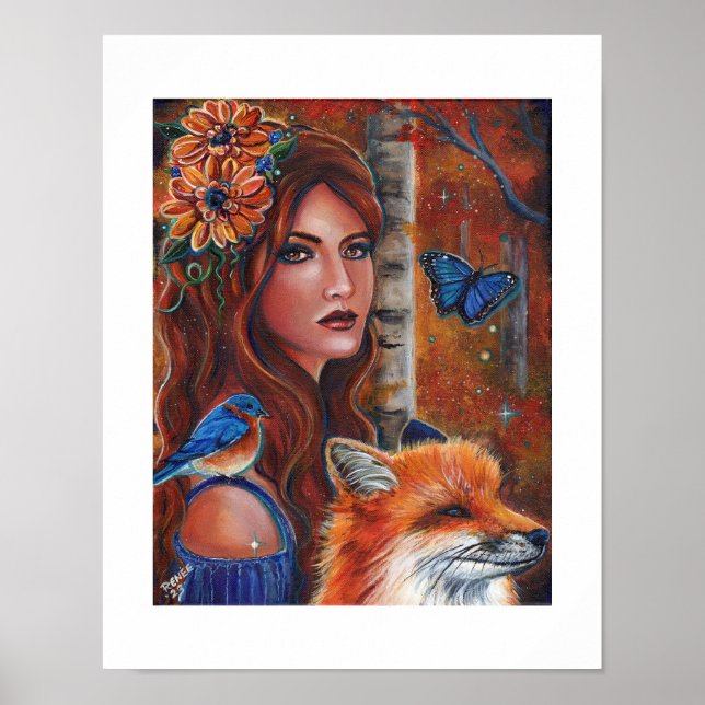 "Rhiannon" goddess with Bird by Renee Lavoie Poster (Front)