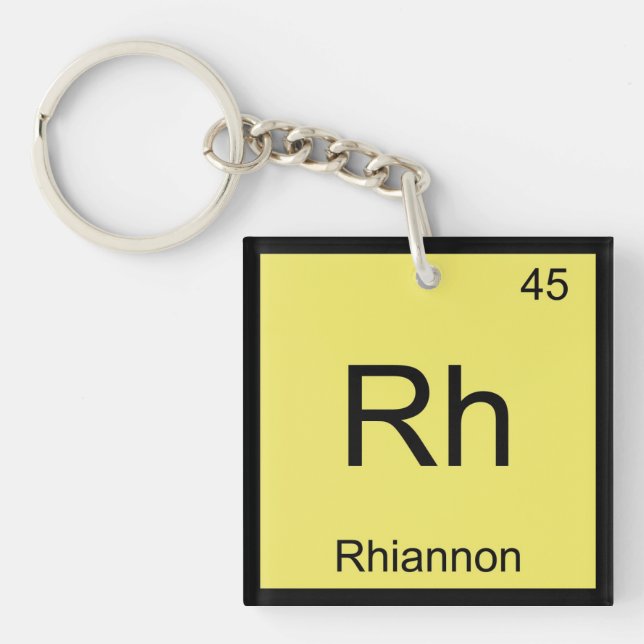 Rhiannon Name Chemistry Element Periodic Table Keychain (Front)