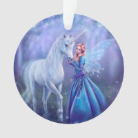 Rhiannon Unicorn and Fairy Round Acrylic Ornament