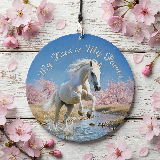 Rhiannon's White Horse Slow Living Empowerment Wind Chime (Rhiannon Welsh Mythology Folklore mindfulness gift for horse lovers. Slow living wind chime gift )