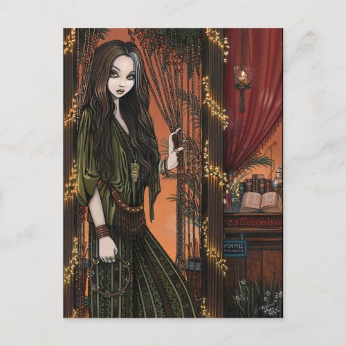 Rhianon Bohemian Coffee Shop Girl Postcard